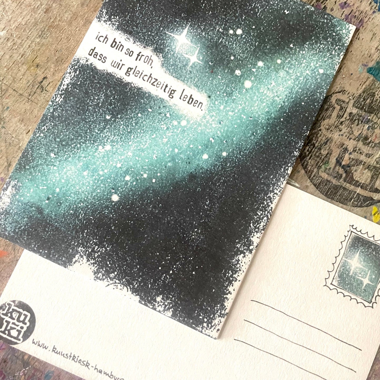 kuki Postkarte // ich bin so froh , dass wir gleichzeitig leben„