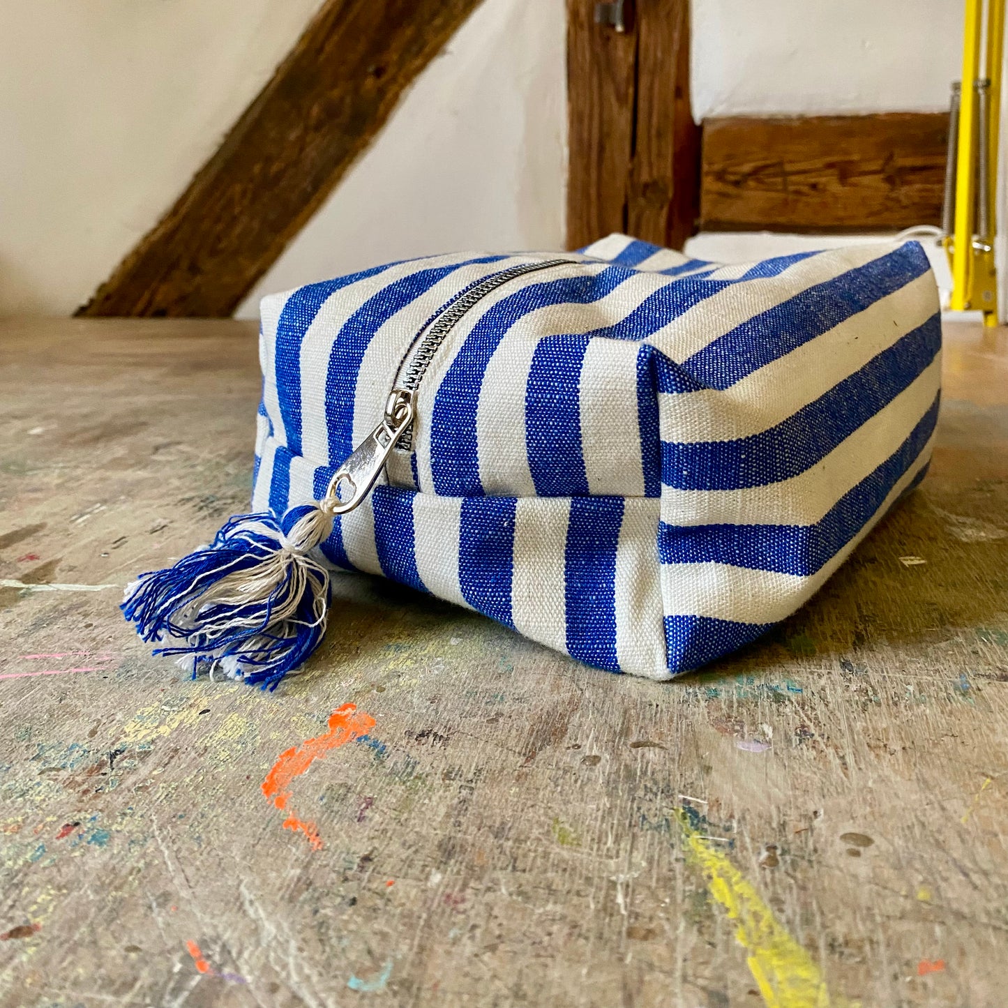 Kosmetiktasche Blau Weiss