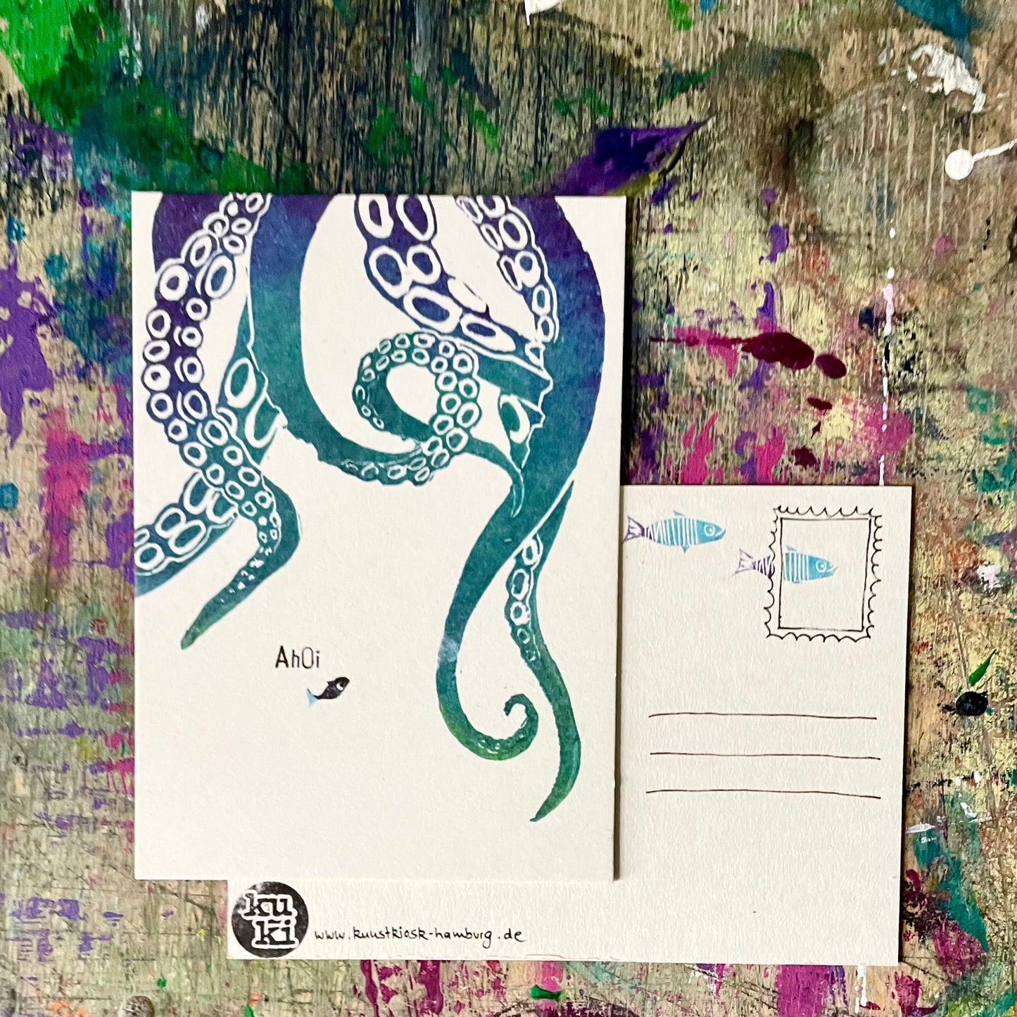 kuki Postkarte // "Ahoi Krake"