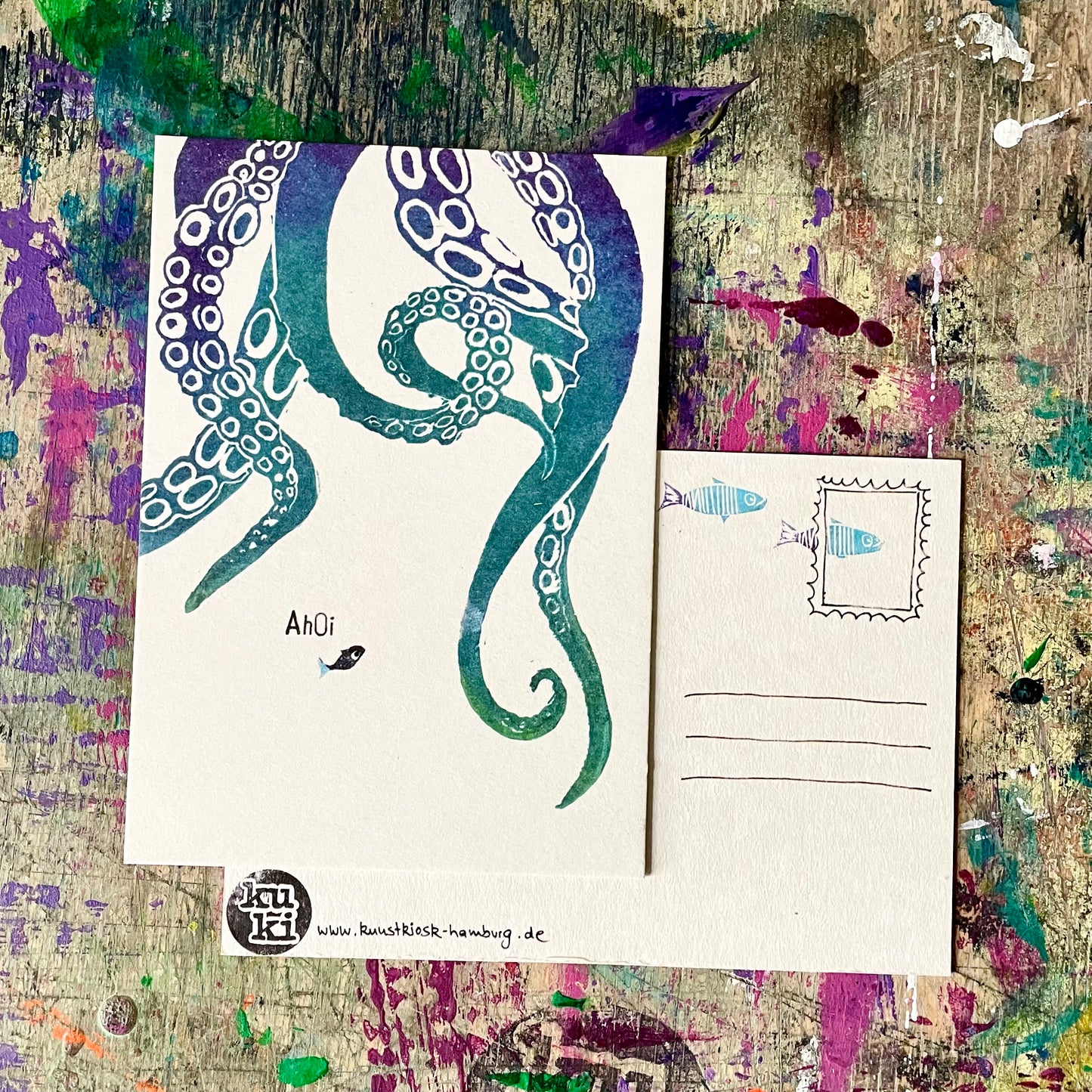 kuki Postkarte // "Ahoi Krake"