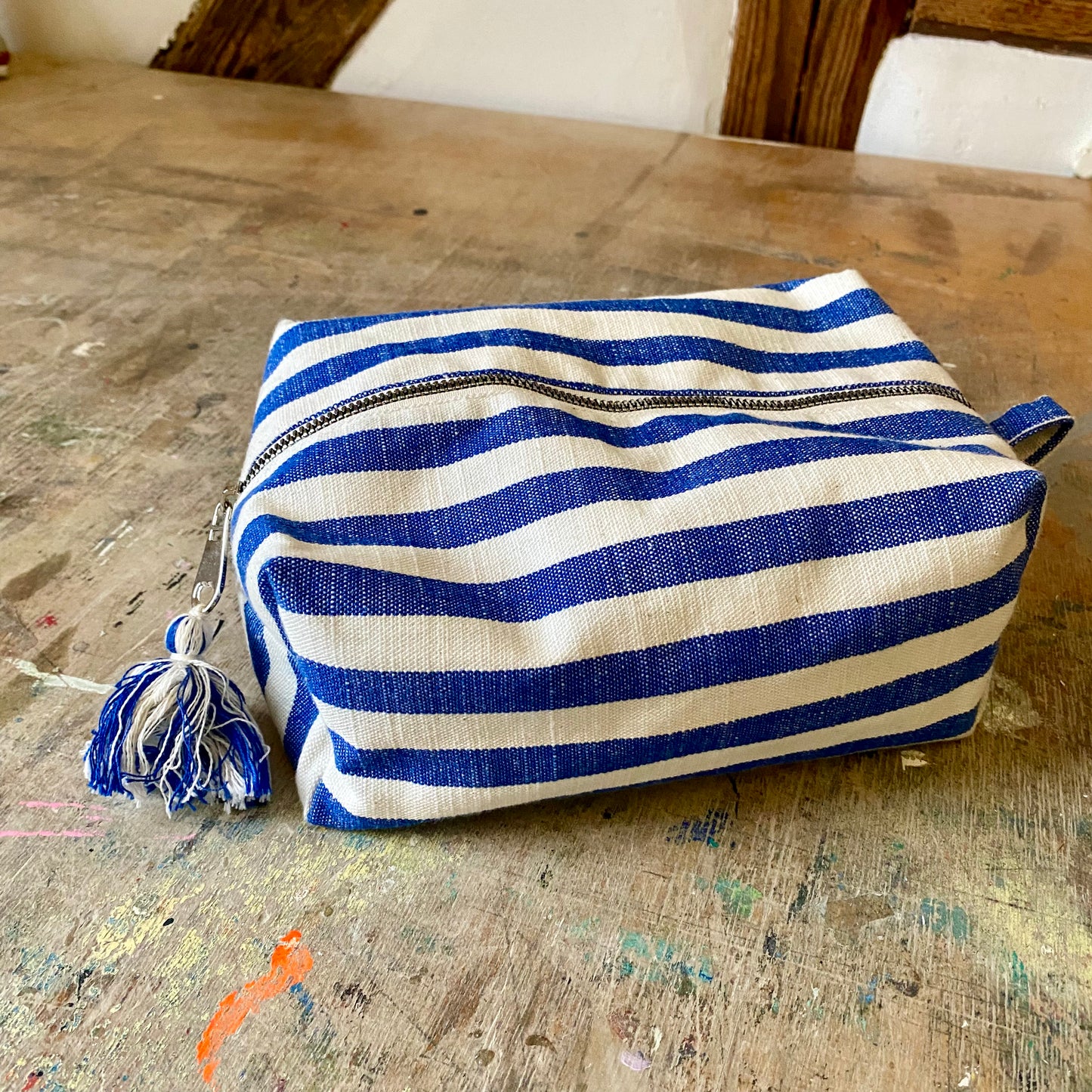 Kosmetiktasche Blau Weiss