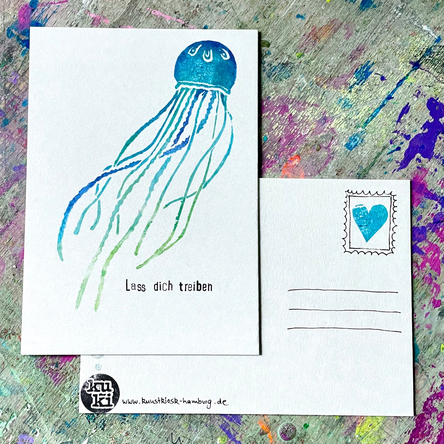 kuki Postkarte // "Lass dich Treiben"