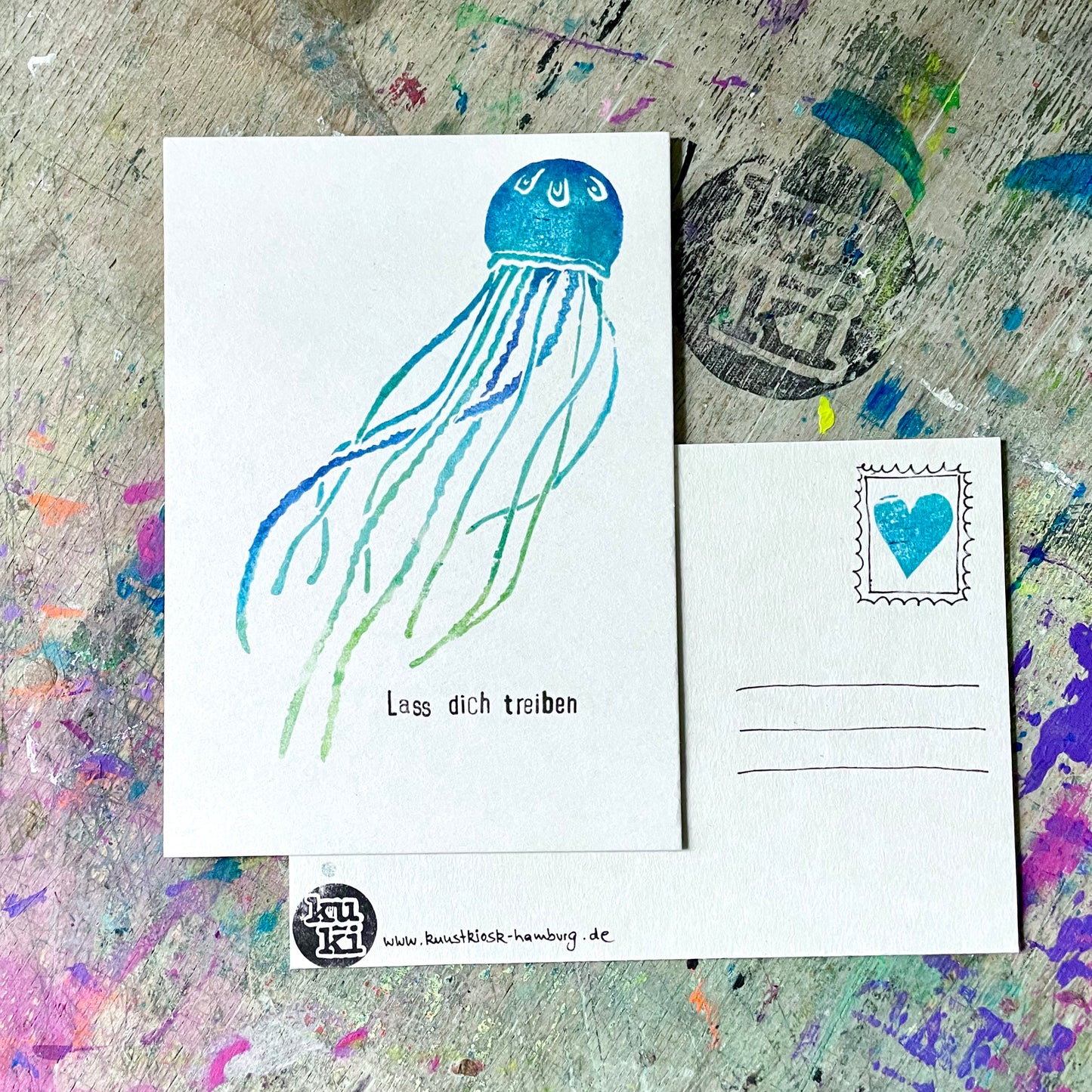kuki Postkarte // "Lass dich Treiben"
