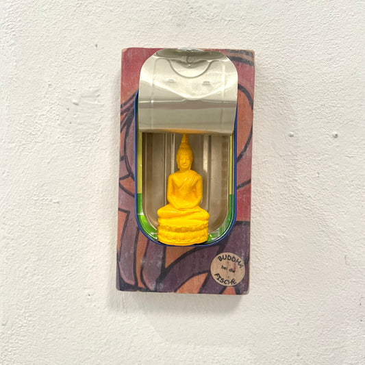 Buddha bei die Fische // gelb orange / // Wandobjekt