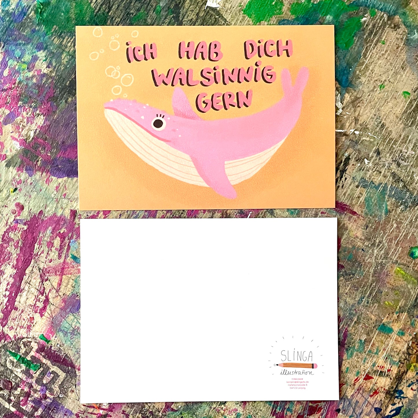 Postkarte Slinga //ich hab dich walsinnig gern