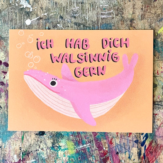 Postkarte Slinga //ich hab dich walsinnig gern
