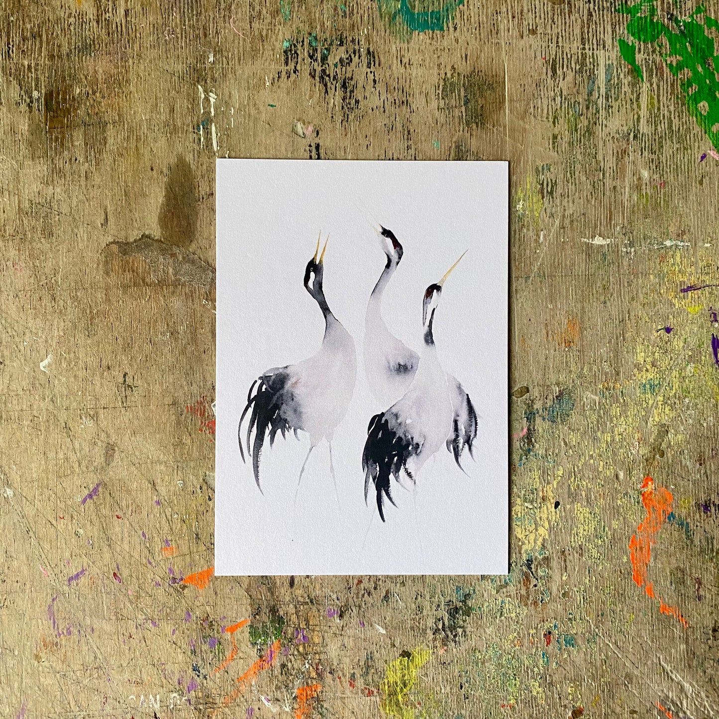 Kraniche Aquarell Postkarte// Catherina Türk