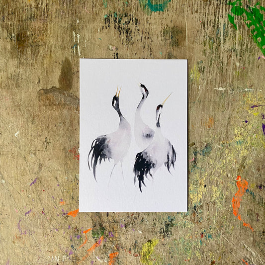 Kraniche Aquarell Postkarte// Catherina Türk