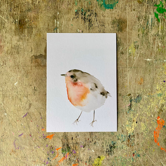 Rotkehlchen Aquarell Postkarte// Catherina Türk