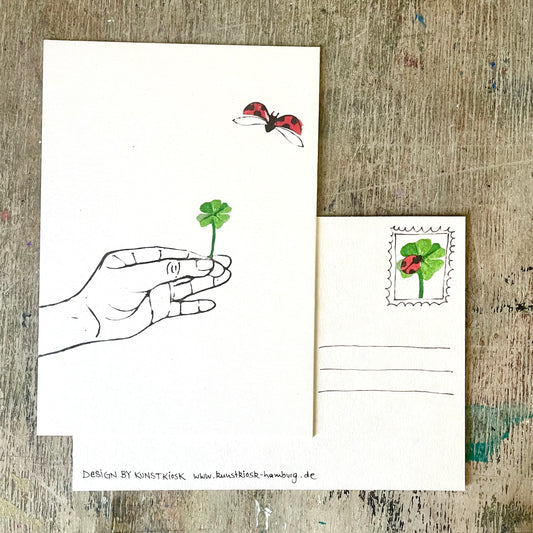 kuki Postkarte, Glücksklee