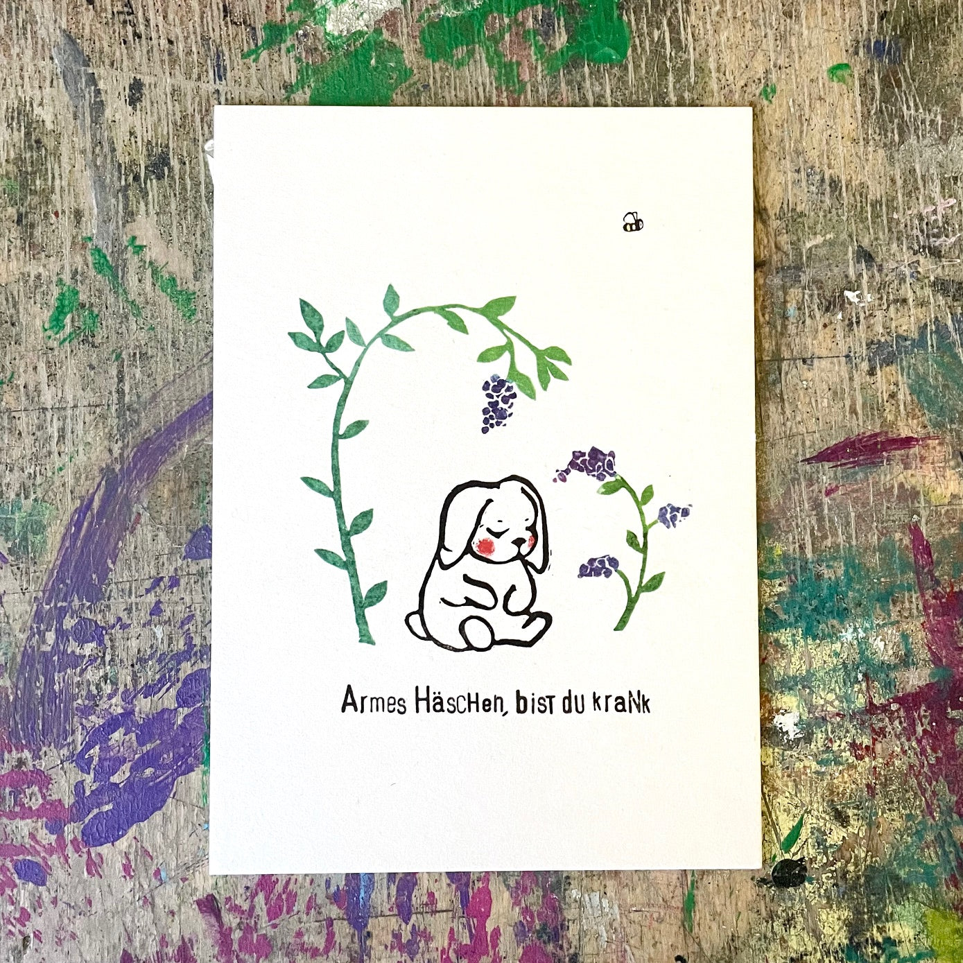 kuki Postkarte // "krankes Häschen"