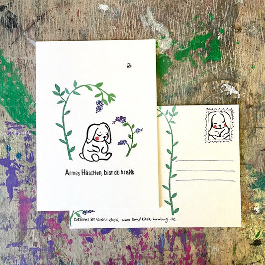 kuki Postkarte  "krankes Häschen"