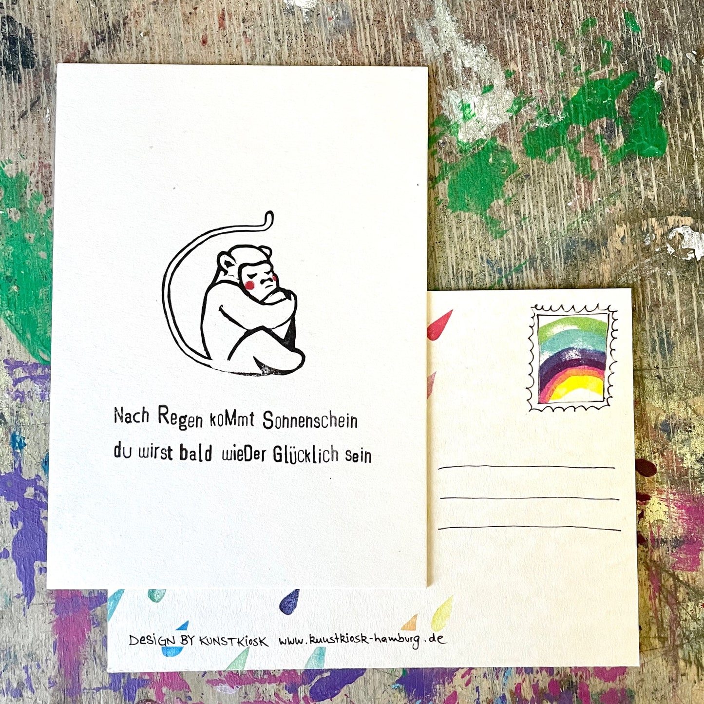kuki Postkarte // "nach Regen kommt Sonnenschein... "