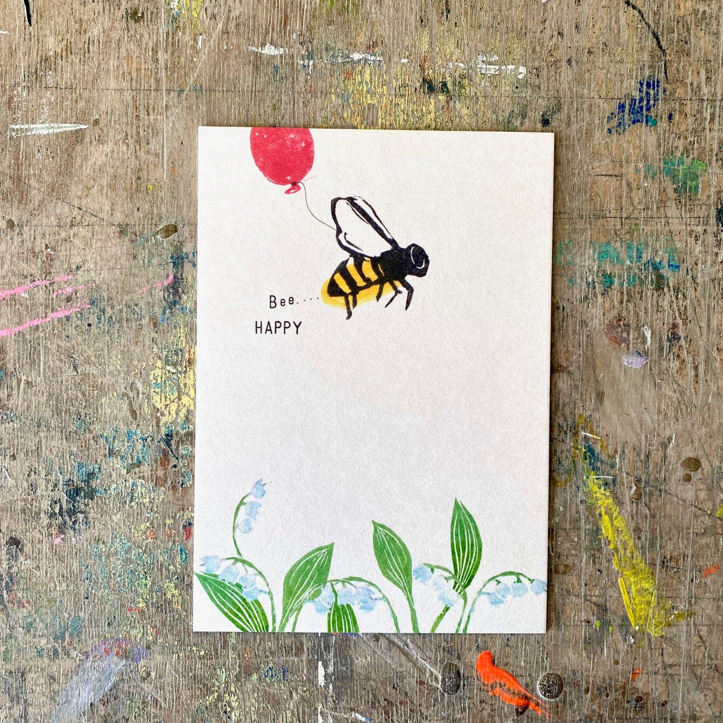 kuki Postkarte //  "Bee Happy"