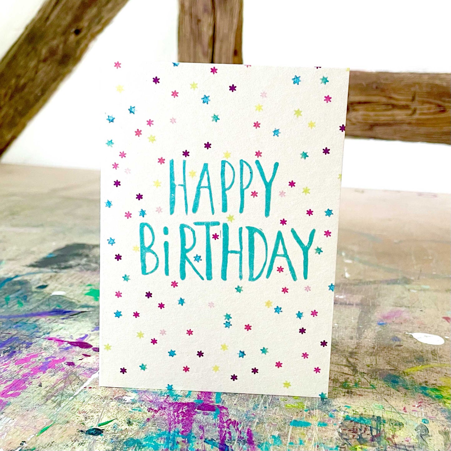 kuki Sterne Happy Birthday Klappkarte