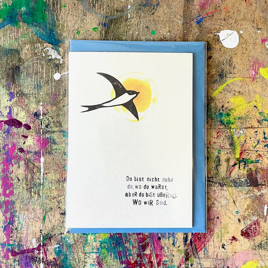 Schwalben Trauerkarte Klappkarte