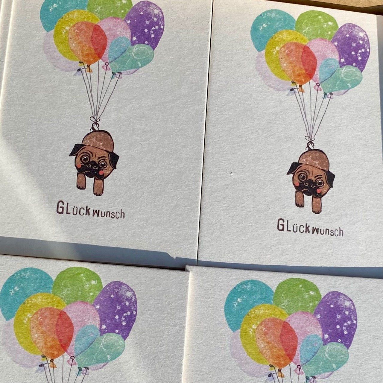 kuki Postkarte // Mops Blumen