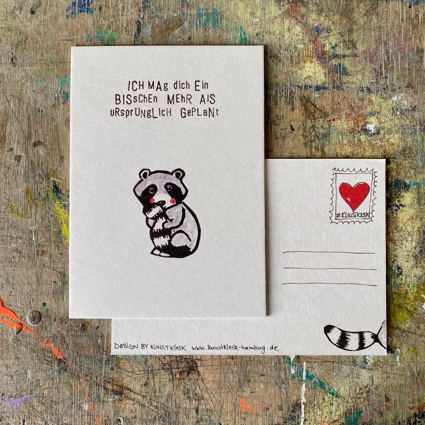 kuki Postkarte // Lieber als geplant Waschbär