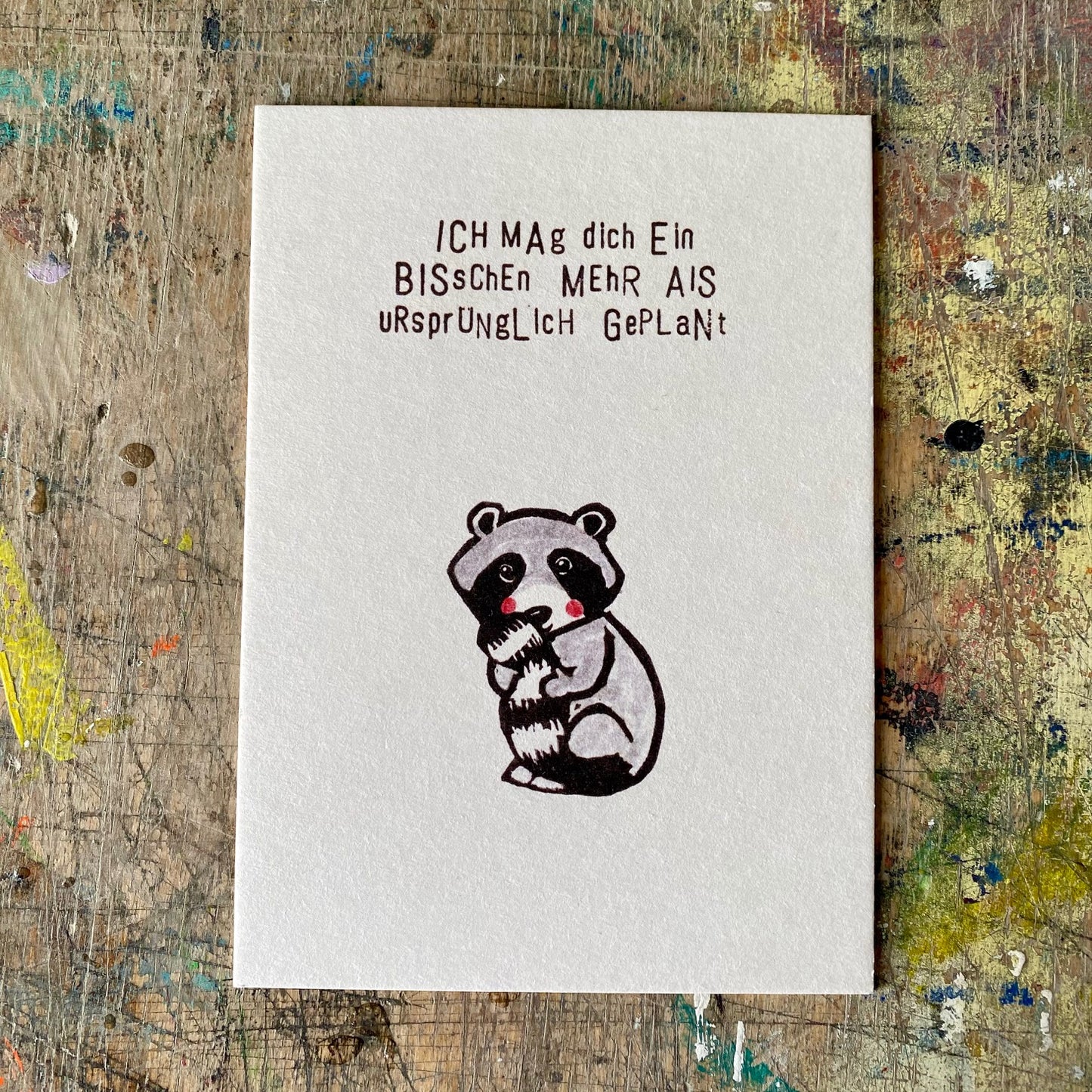 kuki Postkarte //  Lieber als geplant Waschbär