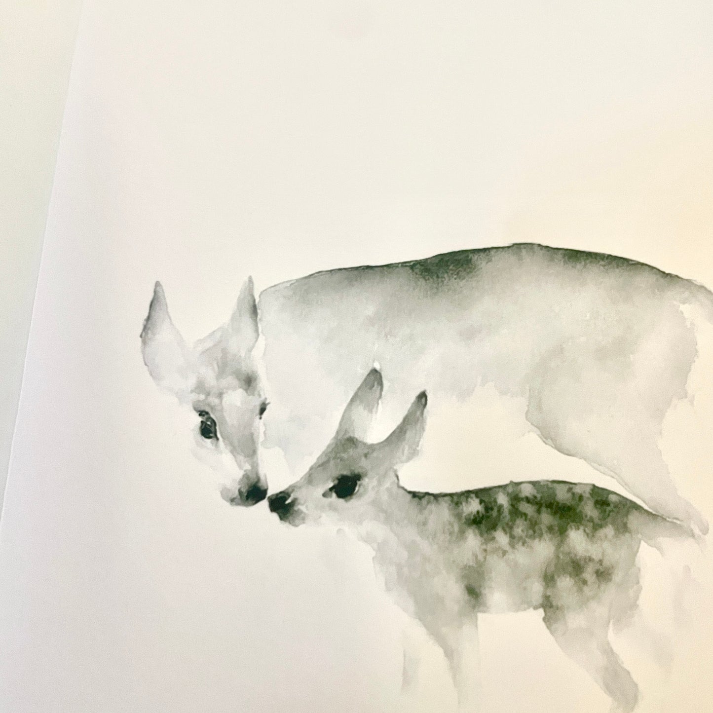 Aquarell Reh mit Kitz Klappkarte// Catherina Türk