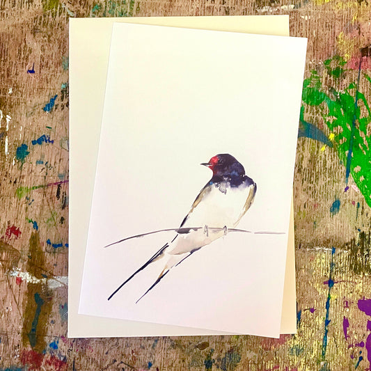 Schwalbe, Aquarell Klappkarte// Catherina Türk