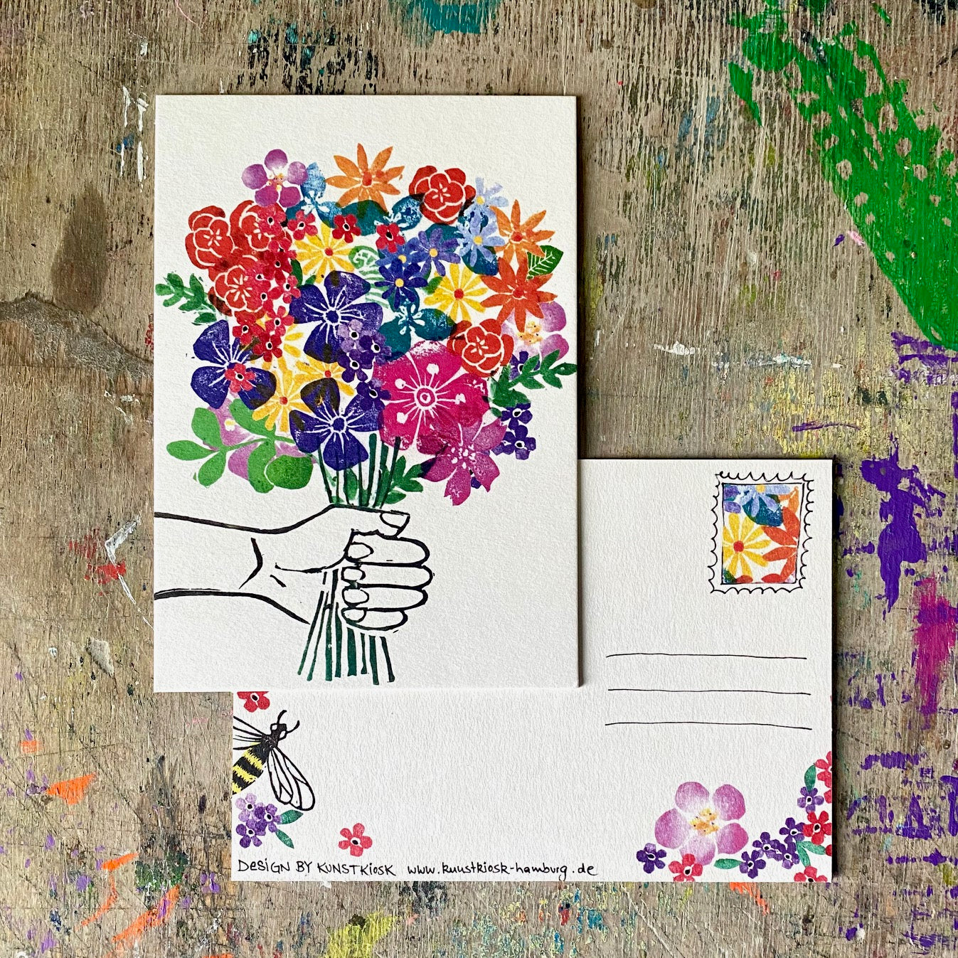 kuki Postkarte // "Blumenstrauß"NEU