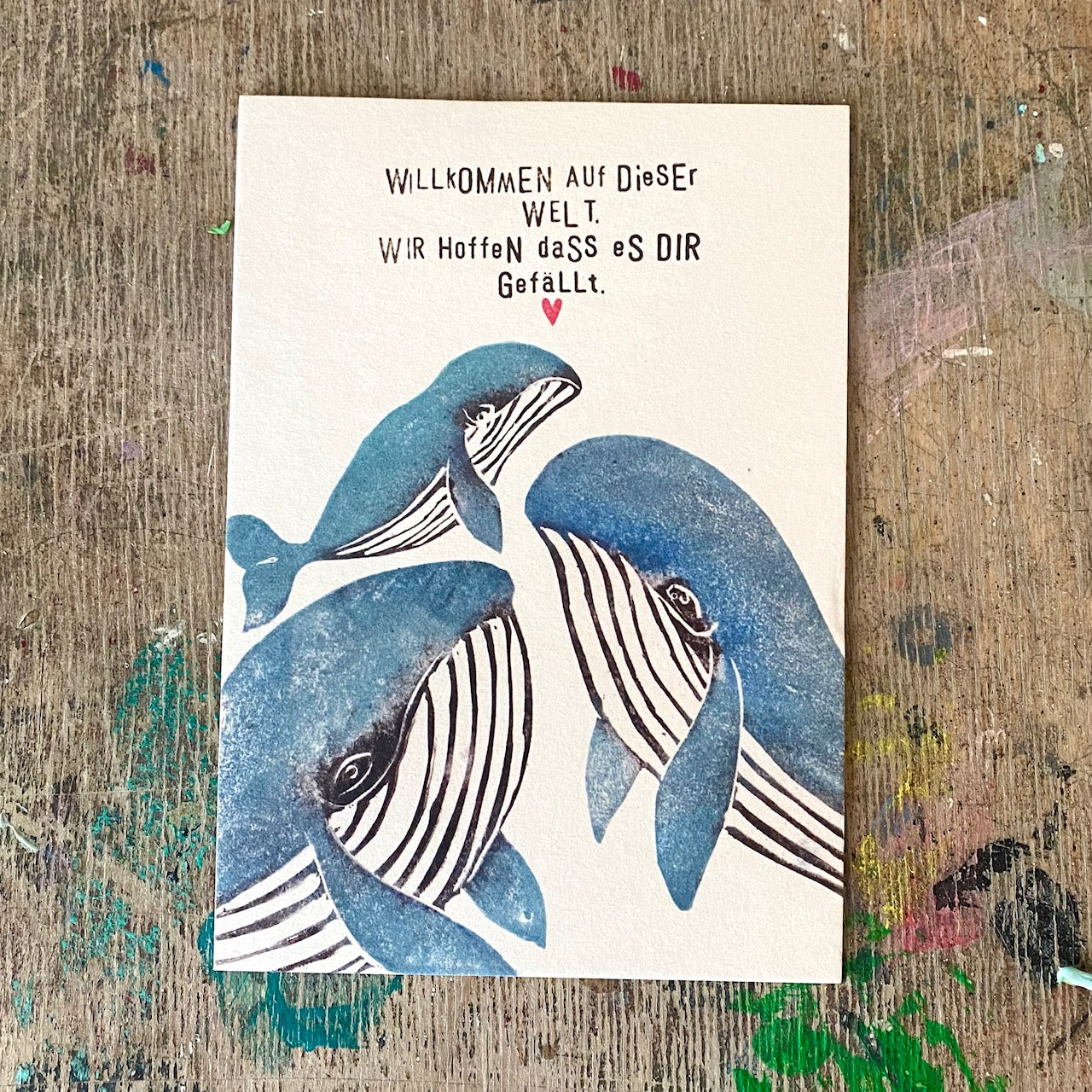 kuki Postkarte // "Willkommen auf dieser Welt..."