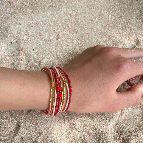 Perlenarmbändchen // von feinperlich rot-orange töne