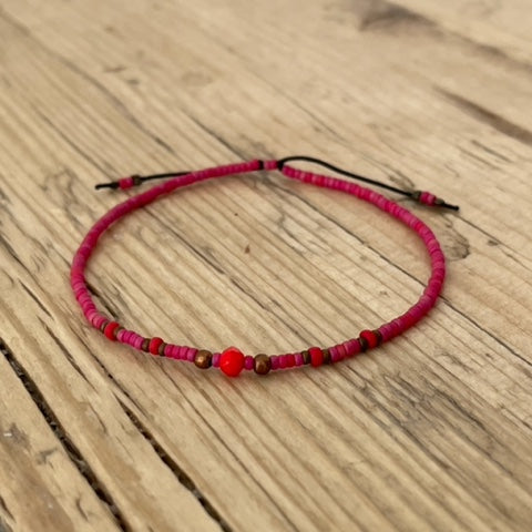 Perlenarmbändchen // von feinperlich rot-orange töne