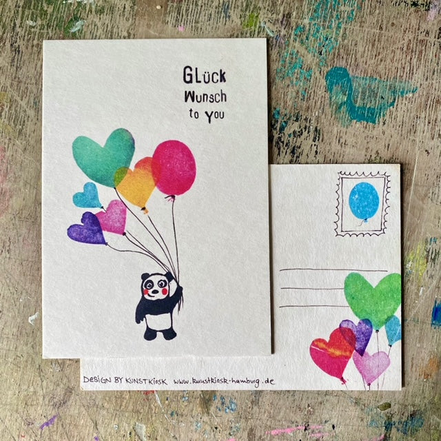 kuki Postkarte // "Glückwunsch Panda"