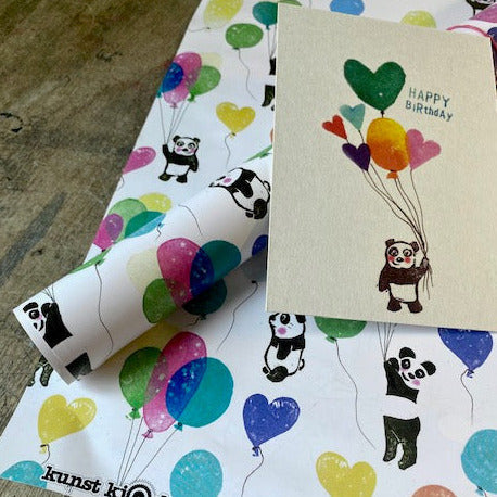 kuki Geschenkpapier // "Balloon Panda" VE 5 Bögen