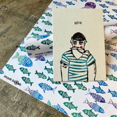 kuki Geschenkpapier // "Fische & Meer" VE 5 Bögen
