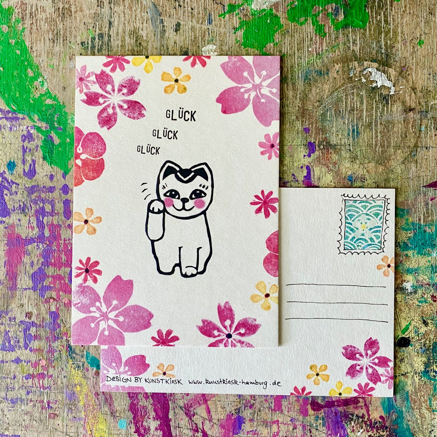 kuki Postkarte //"Glück, Glück, Glück"