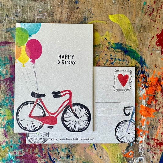 kuki Postkarte "Happy Fahrrad"