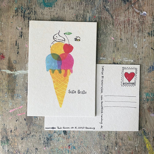 kuki Postkarte "Süße Grüße Eis"