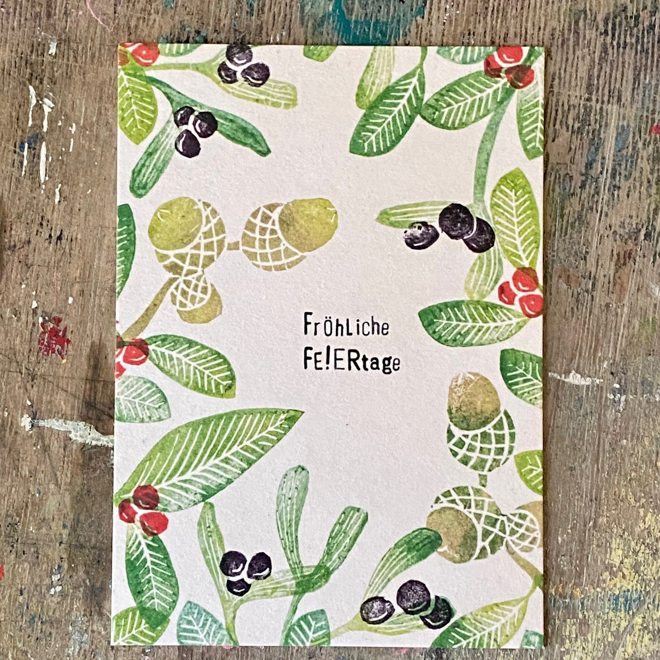 kuki Klassische Weihnachtspostkarte // "Fröhliche Feiertage"