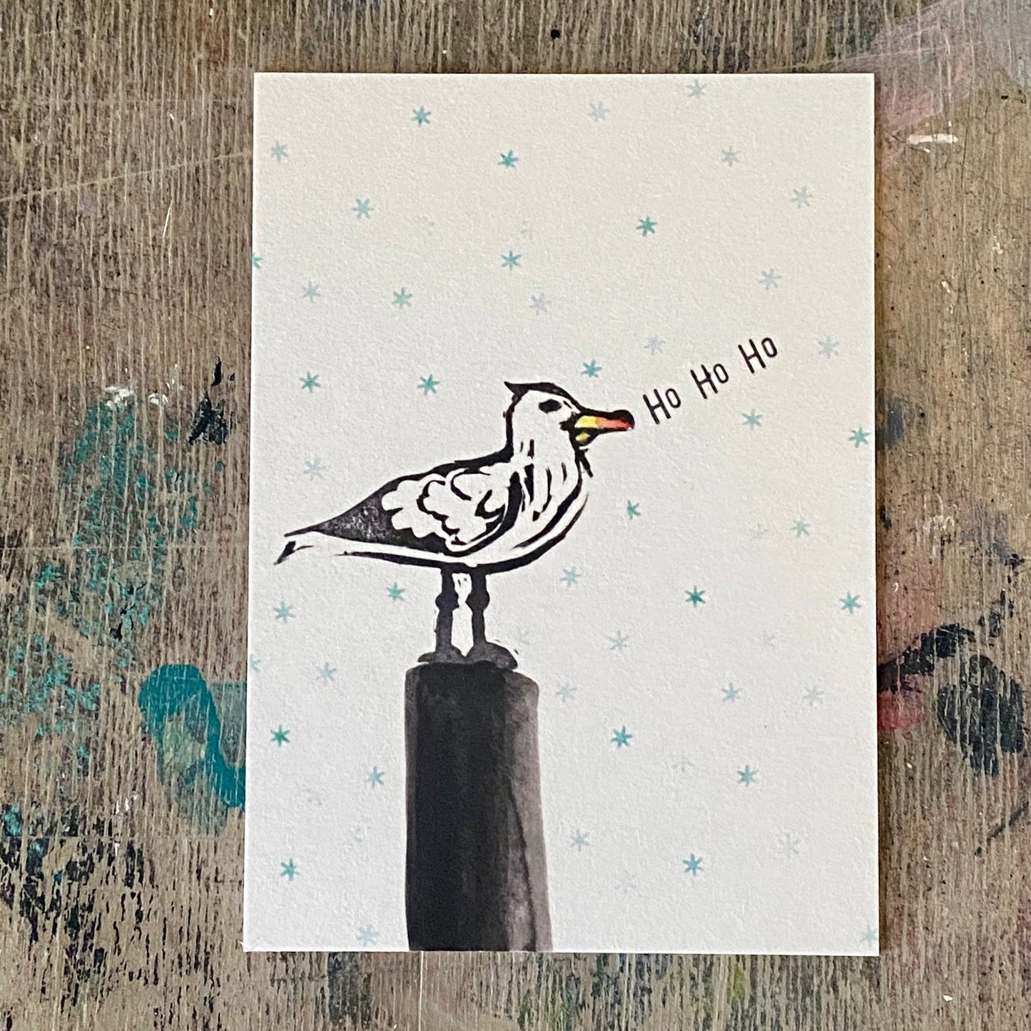 kuki Weihnachtspostkarte // "Ho Ho Ho Möwe"
