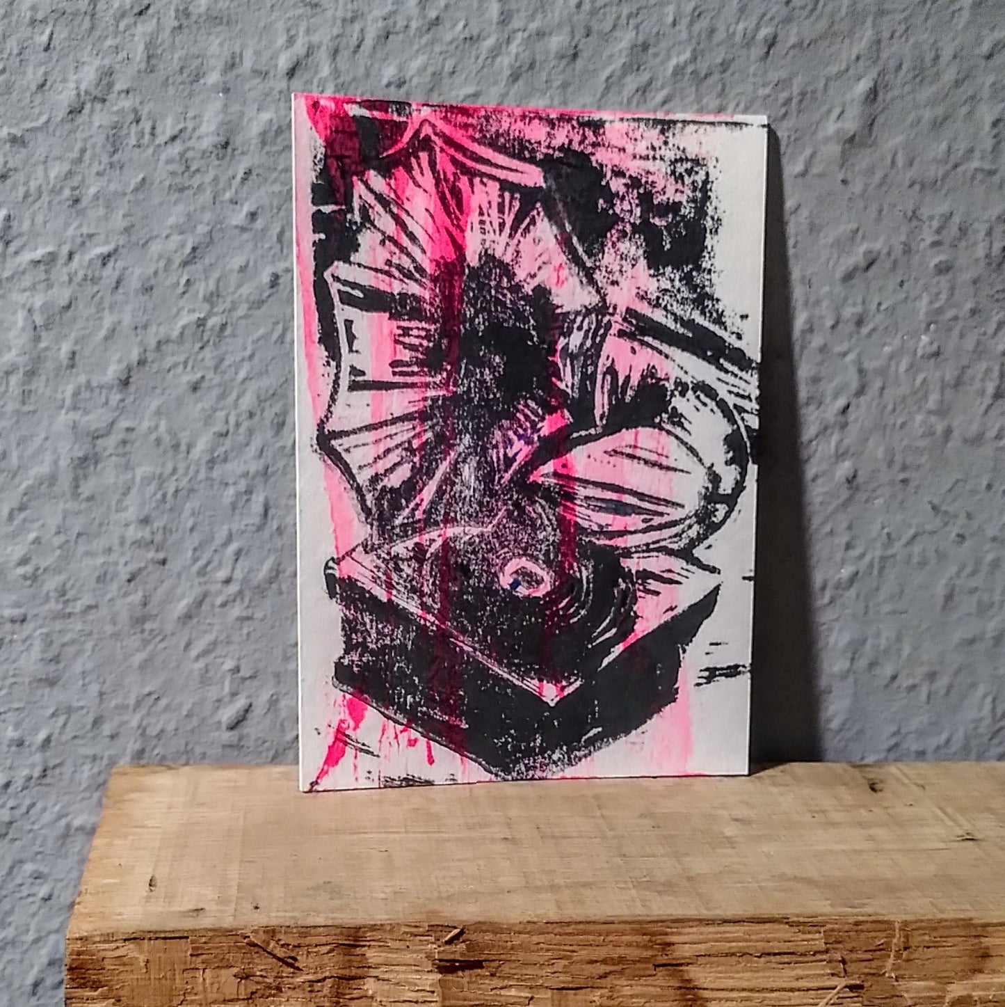 Postkarte Linoldruck // Grammophon