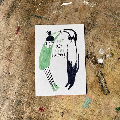 Postkarte Slinga // Mit dir isses schön