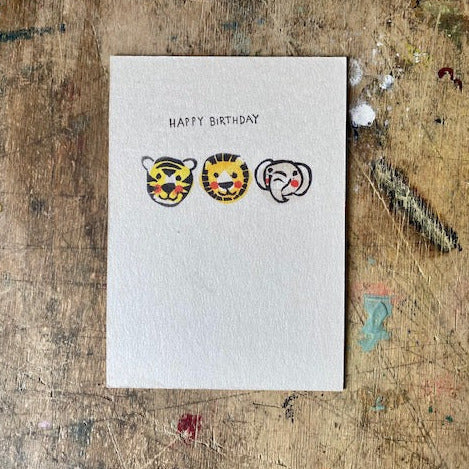 kuki Postkarte "Cute Happy Birthday Heads"