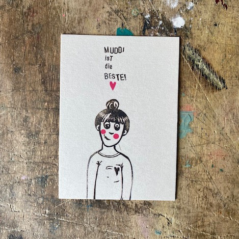 kuki Postkarte // "Muddi ist die Beste"