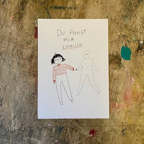 Postkarte Slinga // Du fehlst mir ziemlich