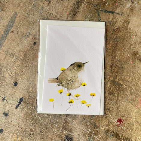 Zaunkönig Aquarell Grußkarte // Catherina Türk