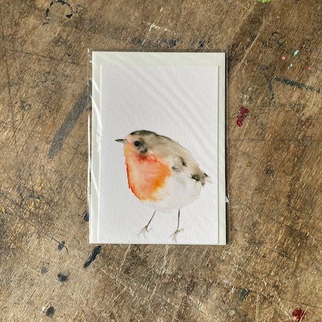 Rotkehlchen Aquarell Grußkarte // Catherina Türk