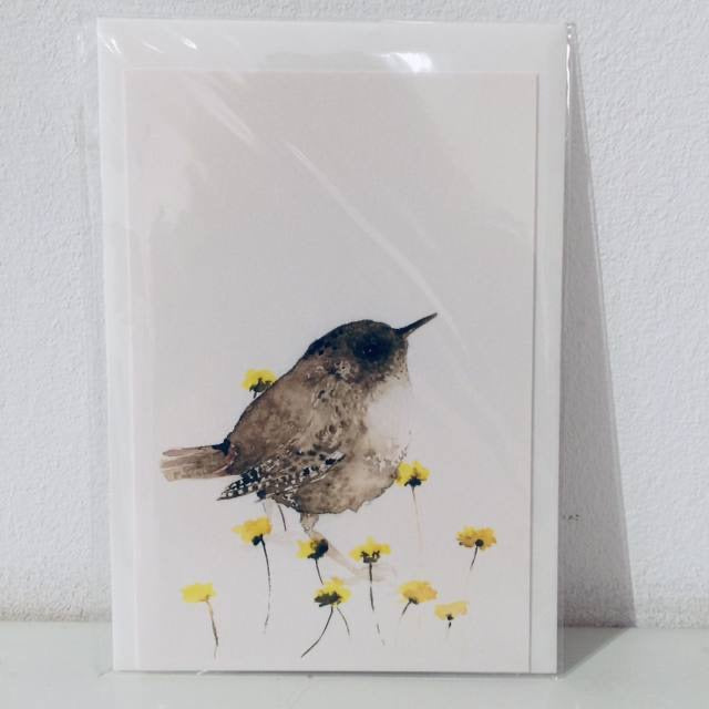 Zaunkönig Aquarell Grußkarte // Catherina Türk