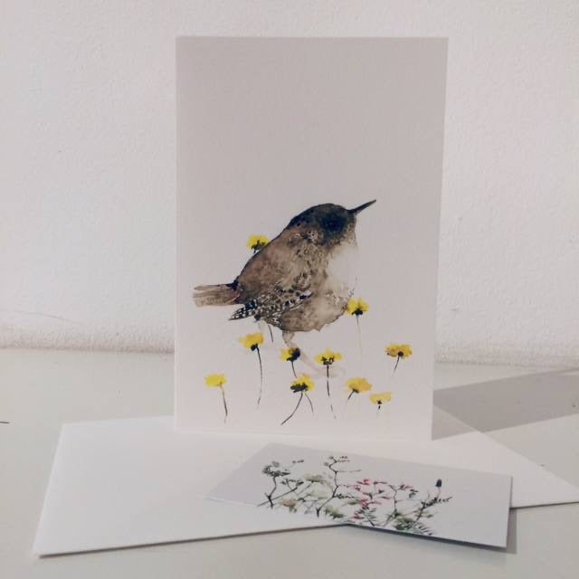 Zaunkönig Aquarell Grußkarte // Catherina Türk