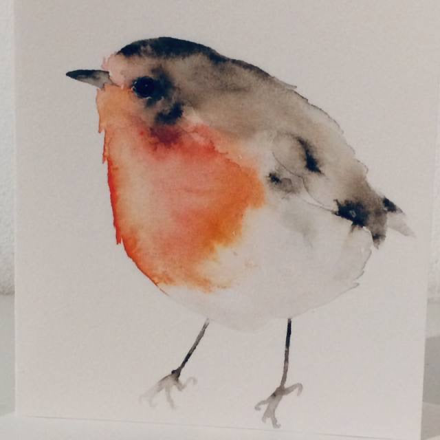 Rotkehlchen Aquarell Grußkarte // Catherina Türk