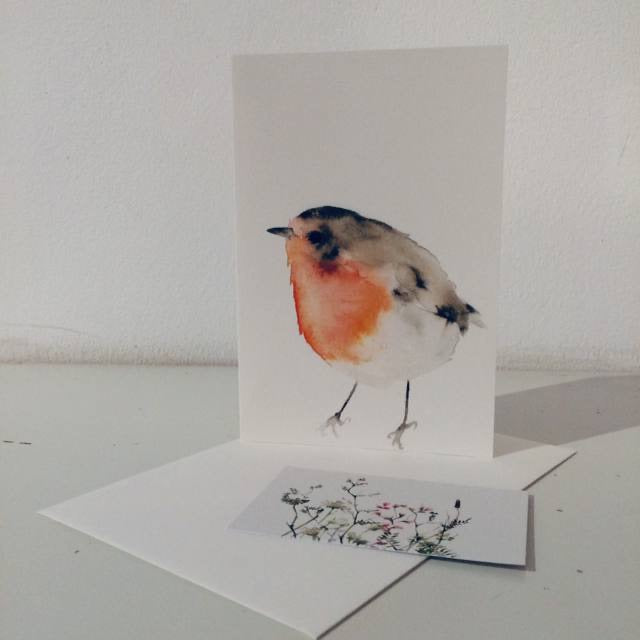 Rotkehlchen Aquarell Grußkarte // Catherina Türk
