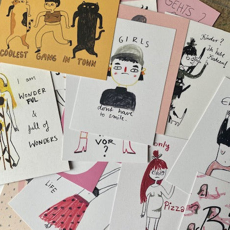 Postkarte Slinga // Auf dich du blöde Sau