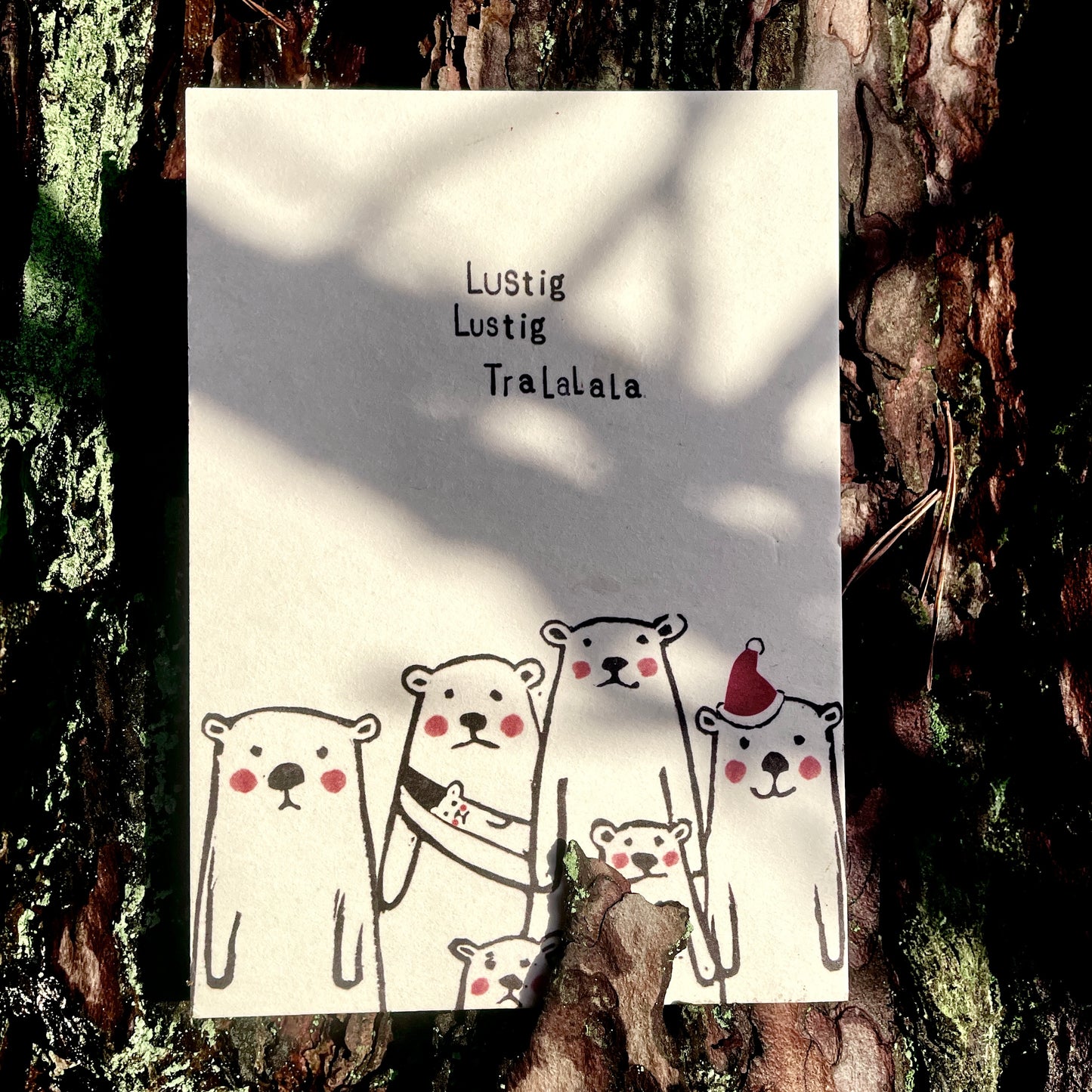 kuki Weihnachtspostkarte Bären Karte "Lustig Lustig Tralalala"